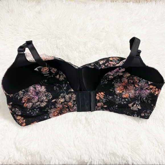 NWT Torrid Black Floral Lightly Lined Lace Wireless Bra 360 Back Smoothing 44DDD - Picture 7 of 11